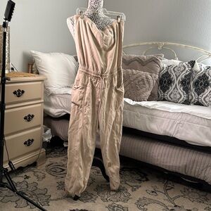 YFB Tan/khaki color Strapless Jumpsuit with Tapered Ankle-Length Pants Womens M